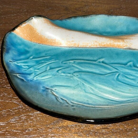 Ina Koch Dolphin Ceramic Decorative Dish - Picture 2 of 5